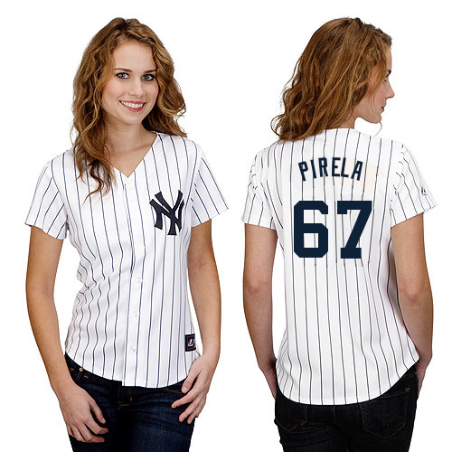 Jose Pirela #67 mlb Jersey-New York Yankees Women's Authentic Home White Baseball Jersey